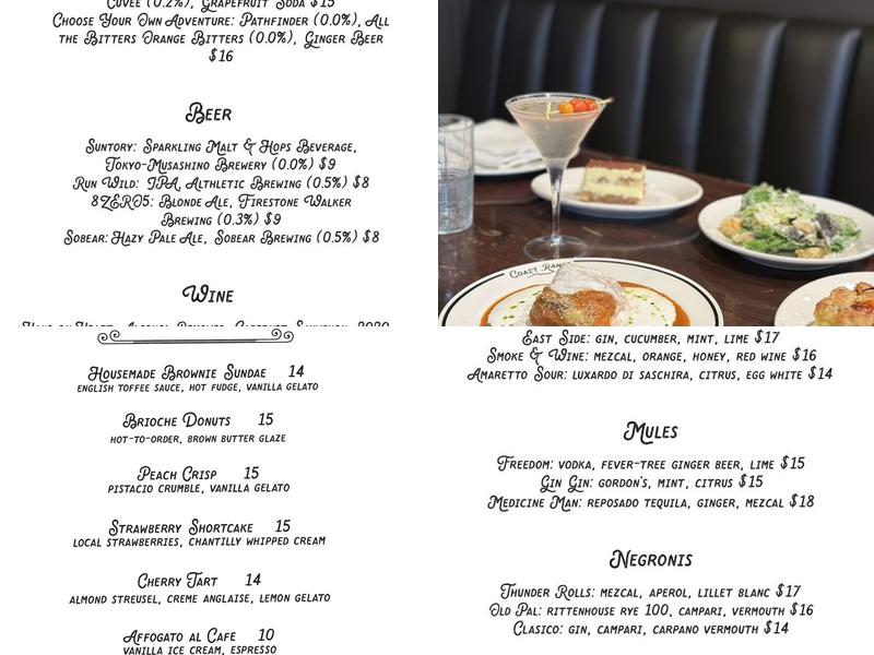 Coast Range Menu