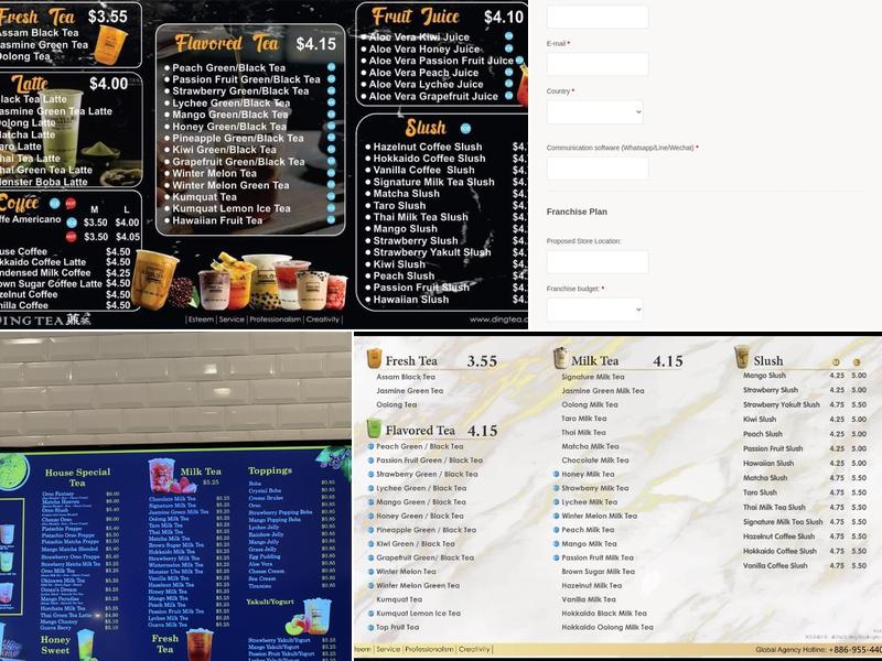 Ding Tea Oceanside Menu