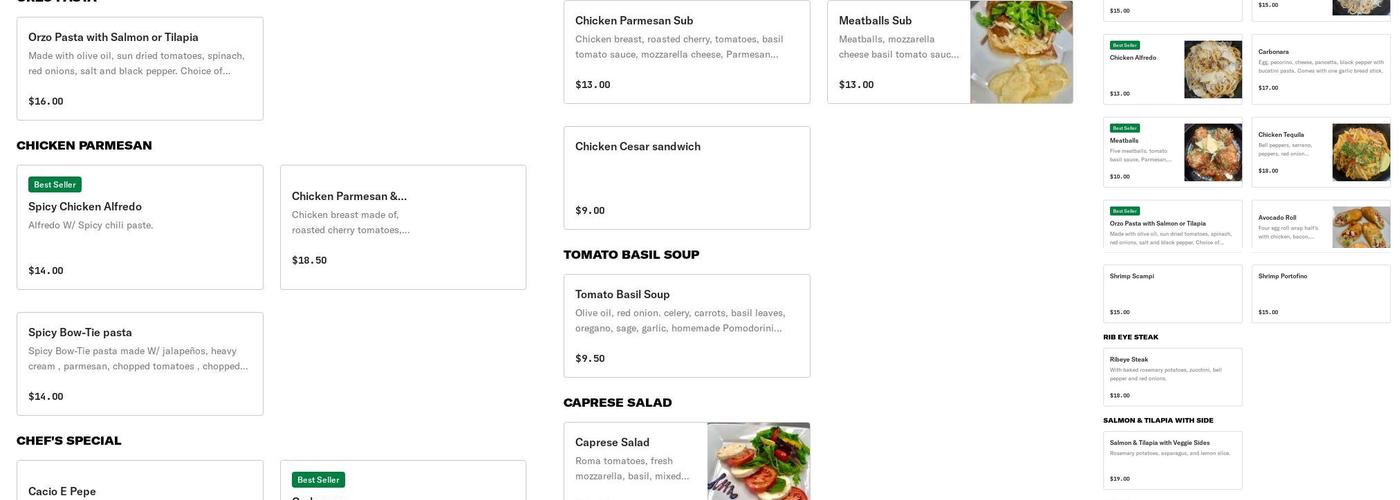 Cacio Menu
