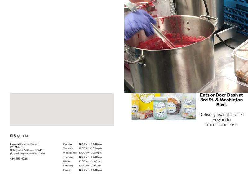 Ginger's Divine Ice Creams Menu