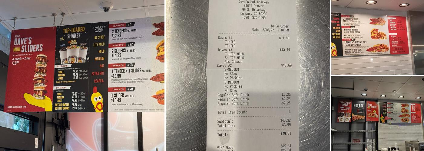 Dave’s Hot Chicken Menu
