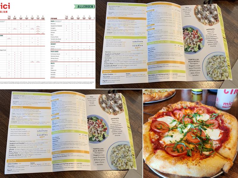 Mici Italian Menu