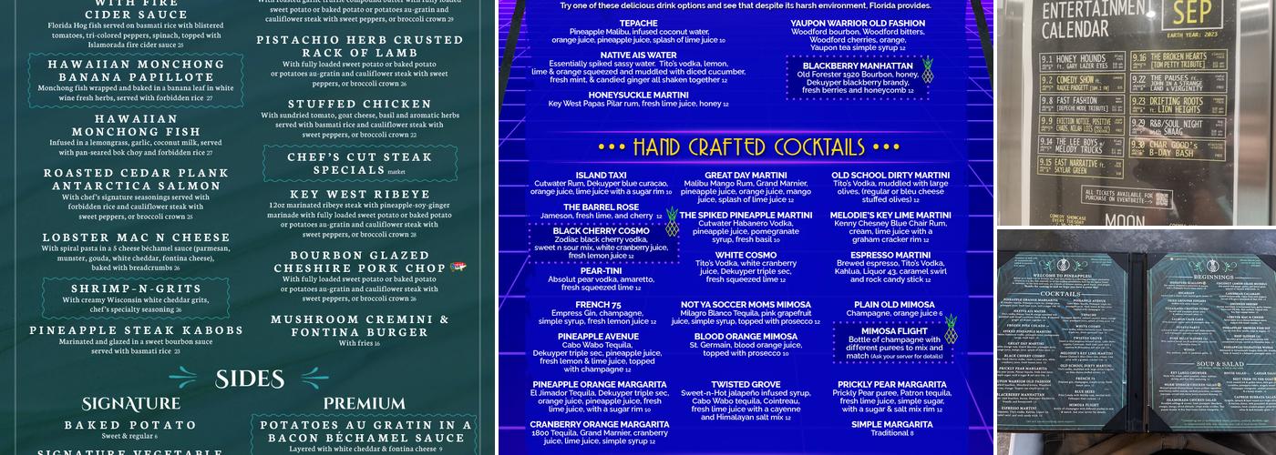 Pineapples Menu