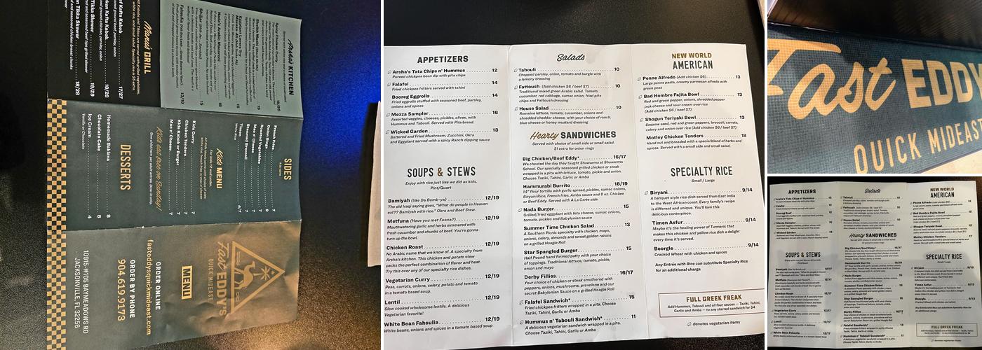 Fast Eddy's Quick Mideast Menu