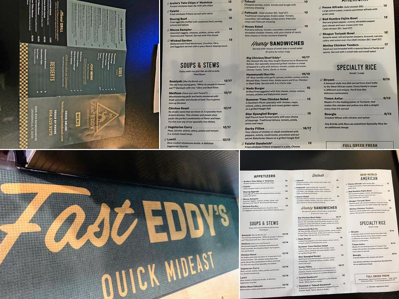 Fast Eddy's Quick Mideast Menu