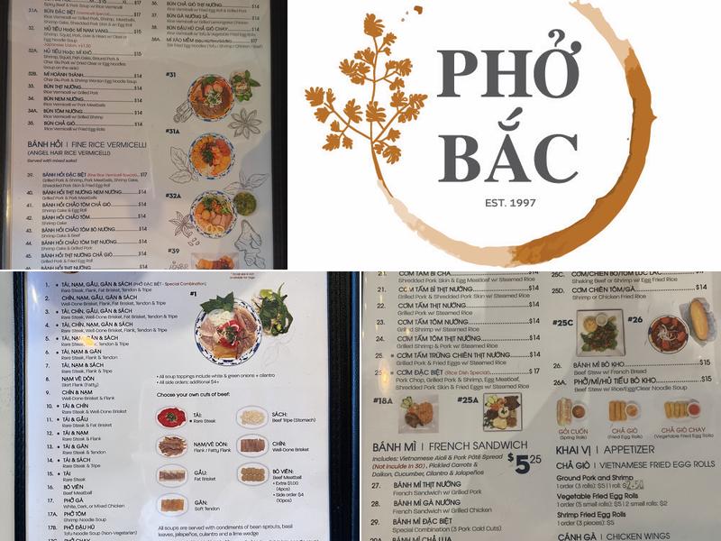 Pho Bac Vietnamese Restaurant Menu