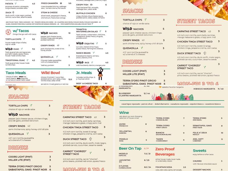 Wild Taco Menu