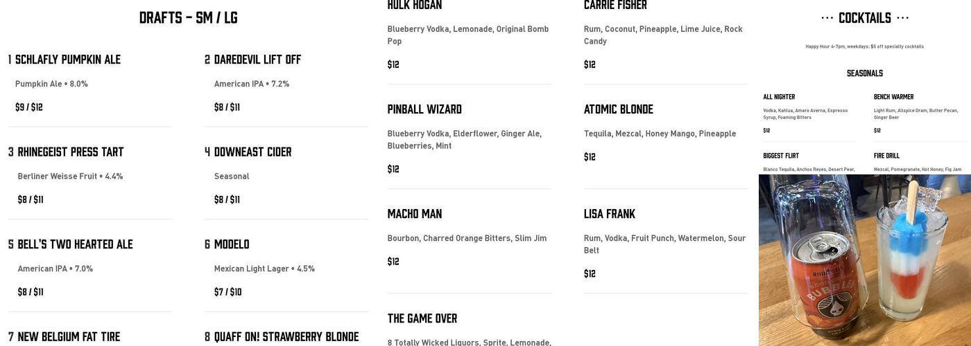 Pins Mechanical Co Menu