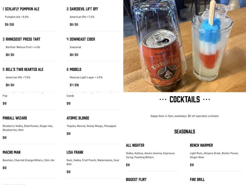 Pins Mechanical Co Menu