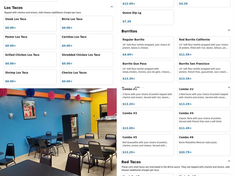 QUE PASA TAQUERIA Menu