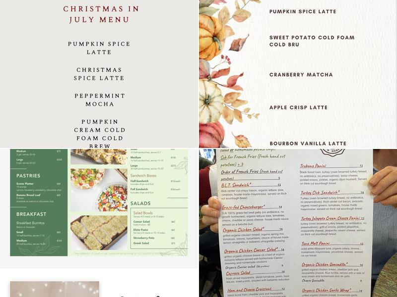 Tru Bru Organic Coffee Menu