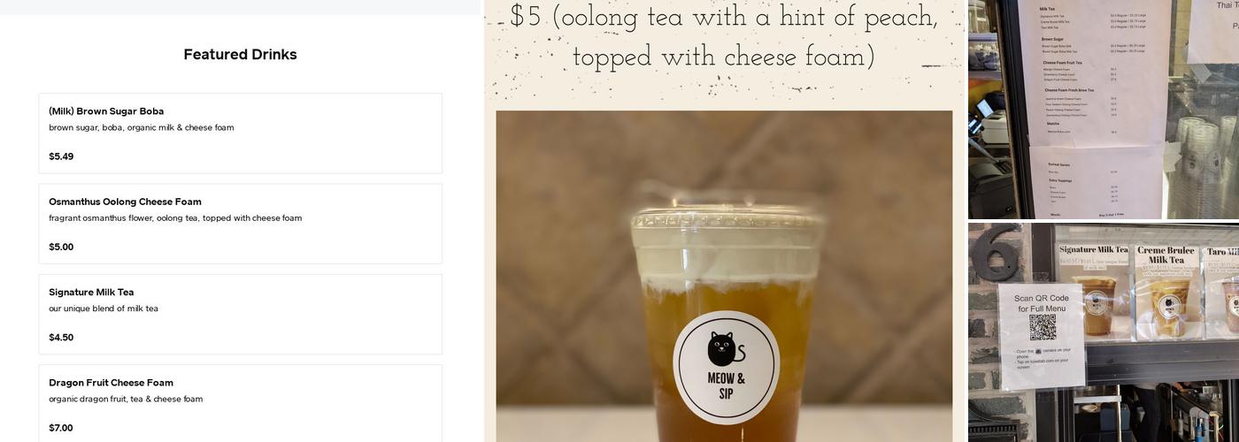 Meow & Sip Bubble Tea Menu