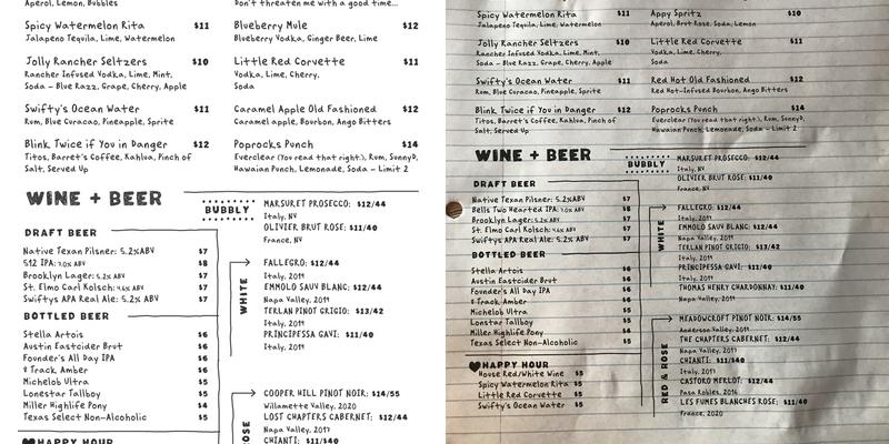 Swift Pizza Co. Menu