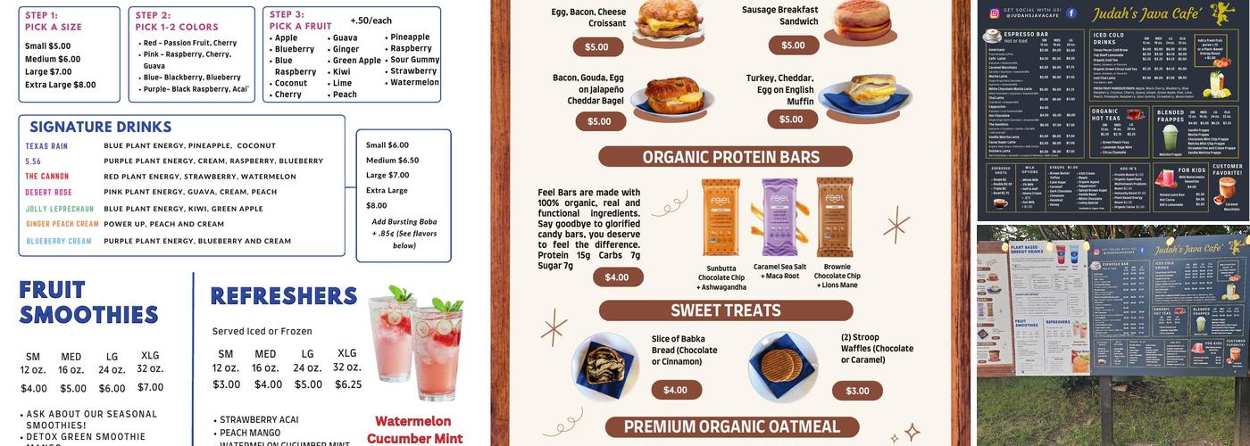 Judah's Java Coffee Drive Thru Menu