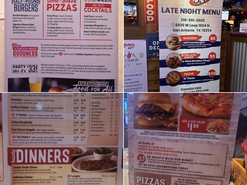 Bubba's 33 Menu