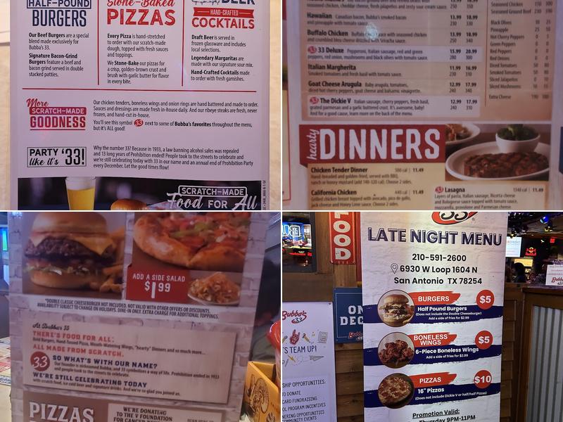 Bubba's 33 Menu