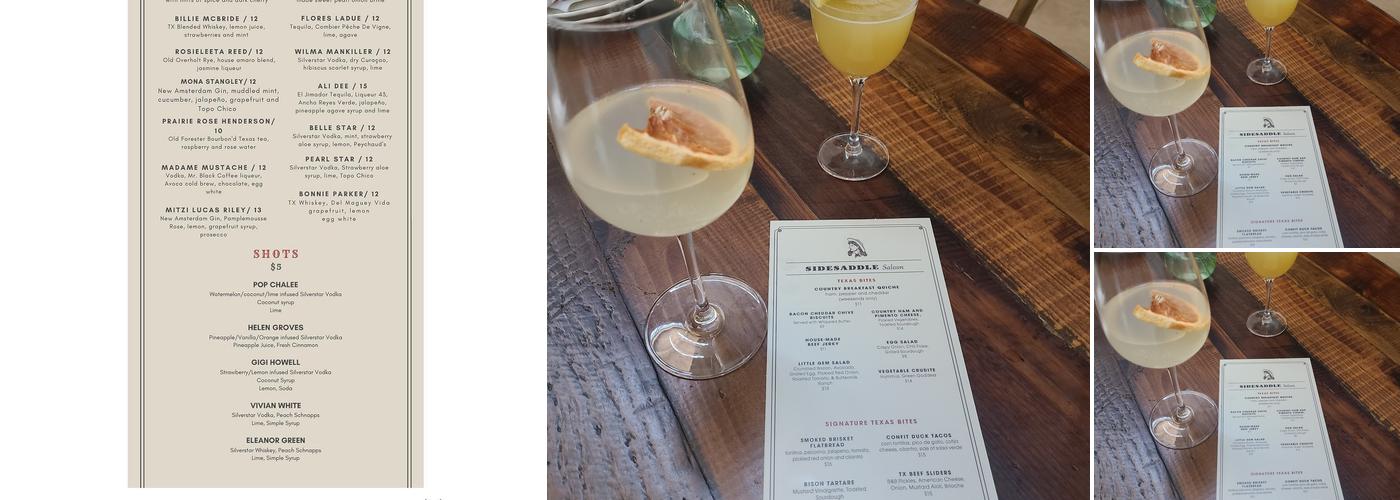 Sidesaddle Saloon Menu