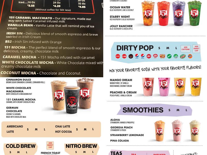 151 Coffee Menu