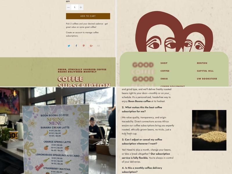 Boon Boona Coffee Menu