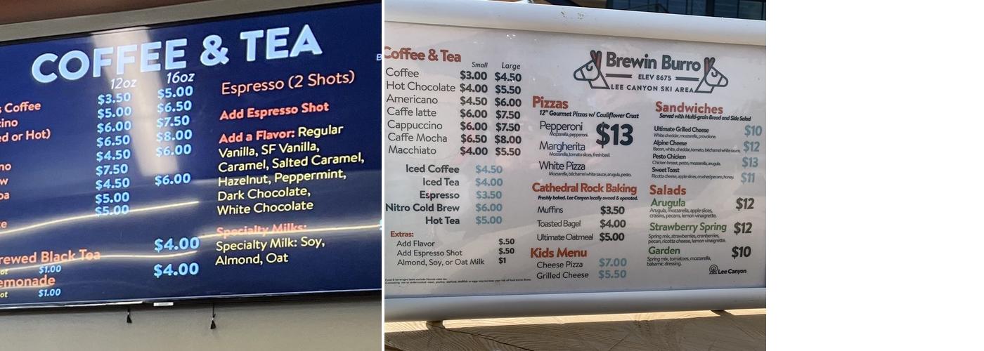 The Brewin' Burro Menu