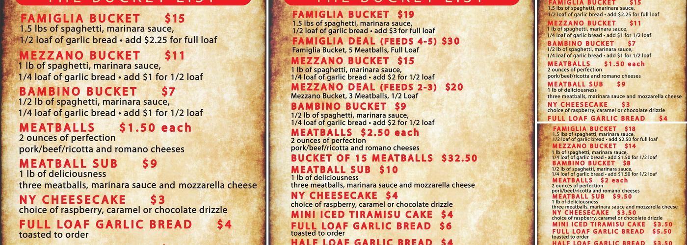 By the Bucket Ahwatukee Menu