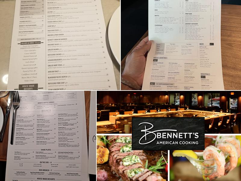 Bennett's American Cooking Menu