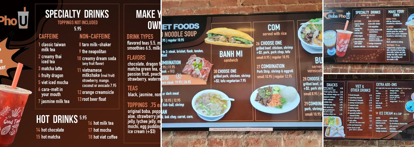 Boba Phở U Menu