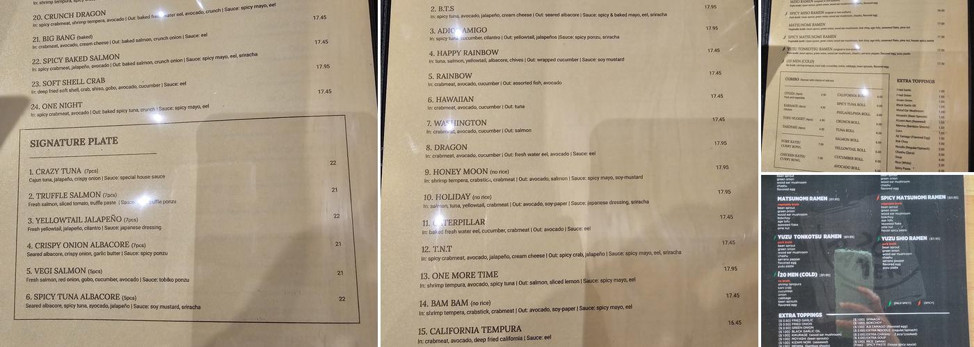 i20 Ramen and Katsu Menu