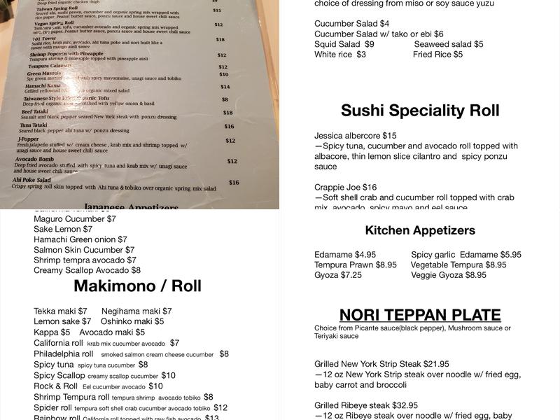 Nori • Sushi • Sake • Grill Menu