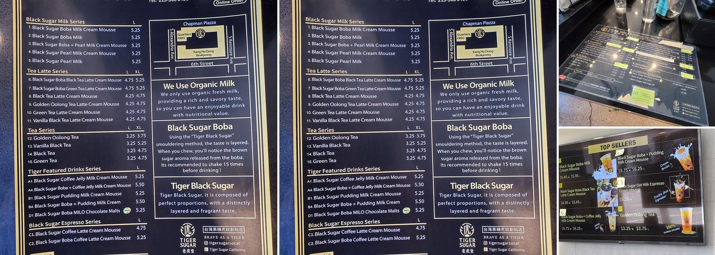 Tiger Sugar Menu