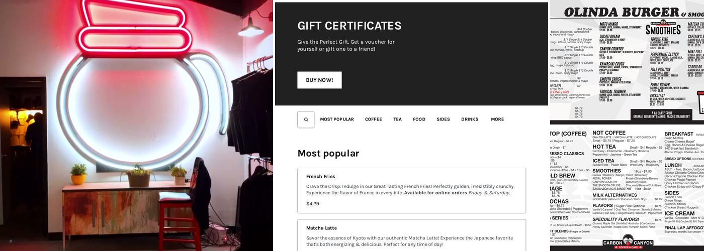 Carbon Canyon Coffee Co. Menu