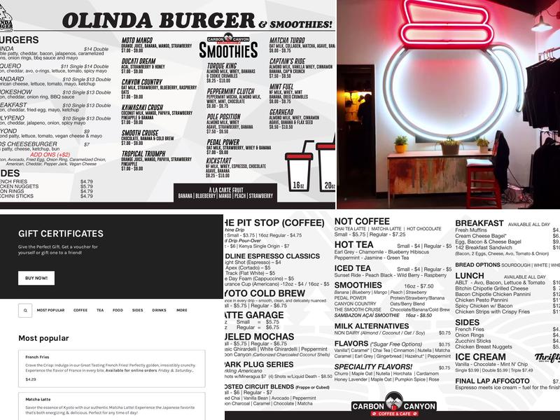 Carbon Canyon Coffee Co. Menu