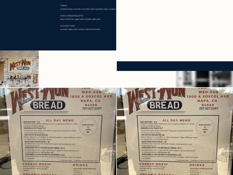 WEST WON BREAD Menu
