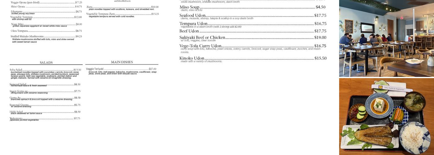 Kiku Sushi & Vegetarian Menu