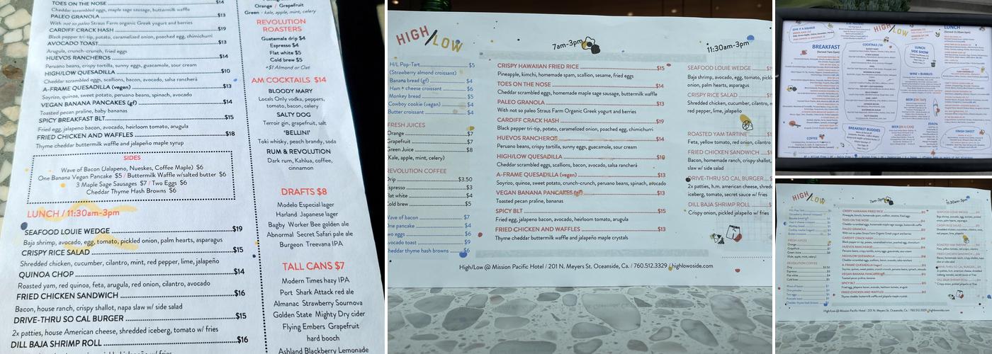High/Low Menu