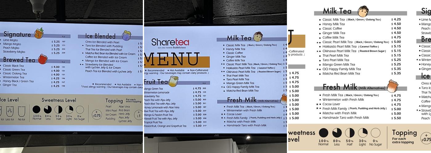 Sharetea San Marcos Menu
