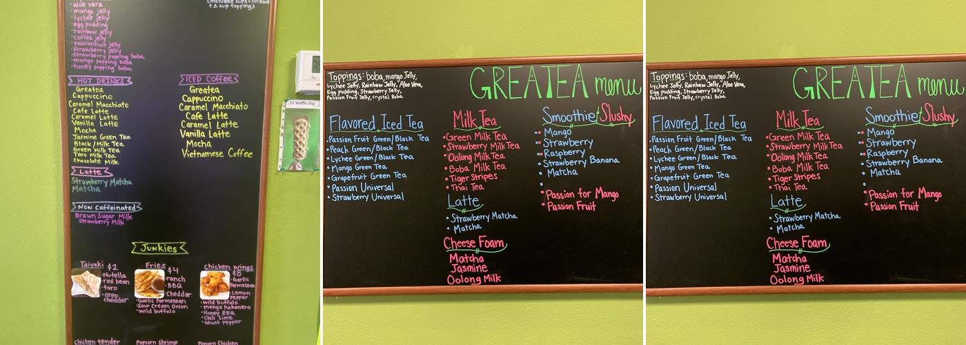 Greatea Menu