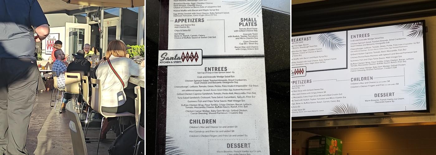 Santa Rosa Kitchen and Spirits Menu