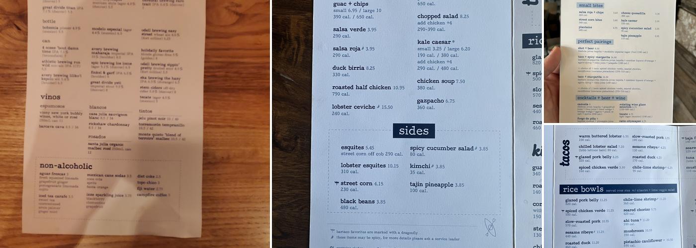 bartaco Menu