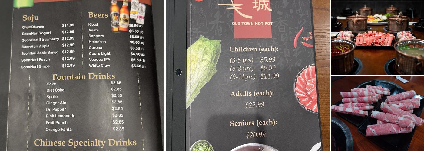 Old Town Hot Pot Menu