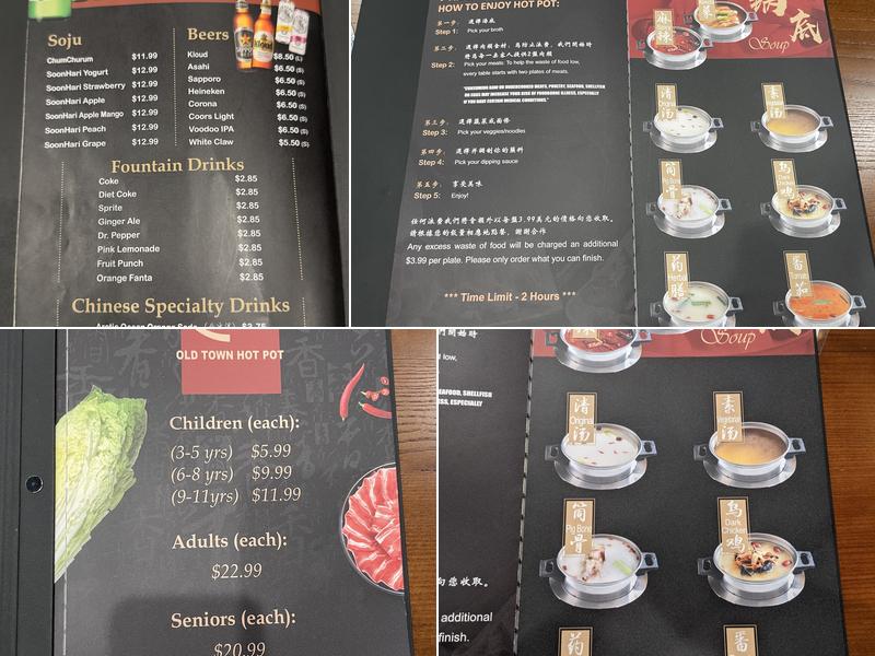 Old Town Hot Pot Menu