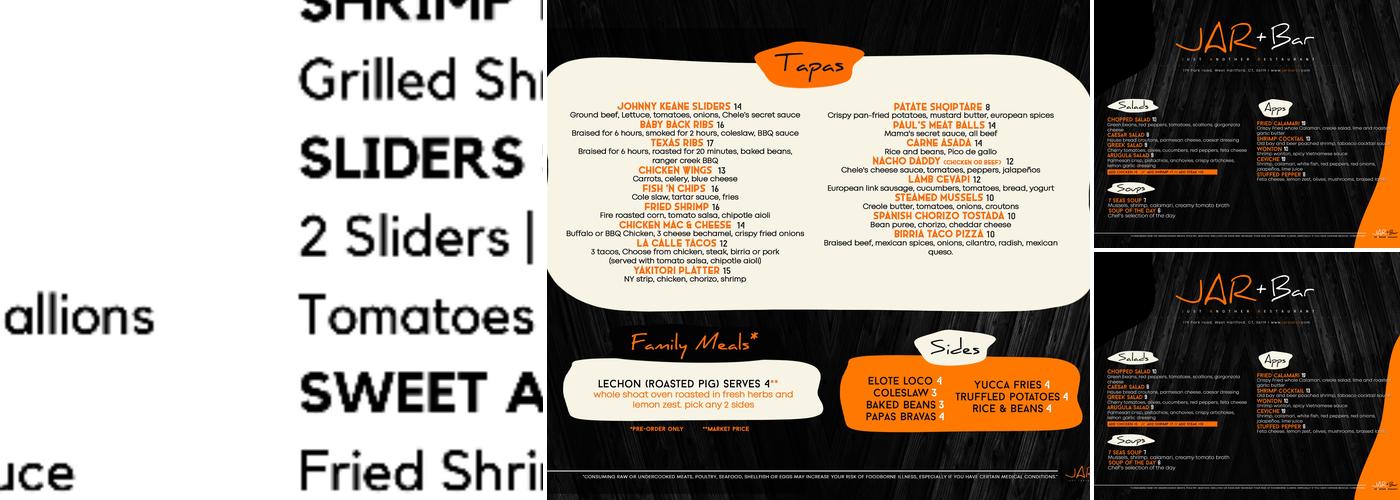 JAR + Bar Menu