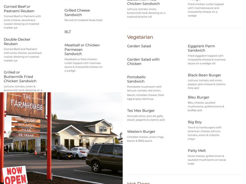 The Farmhouse Menu