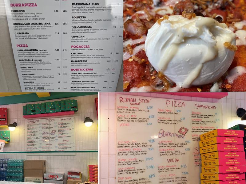 Unregular Pizza Menu