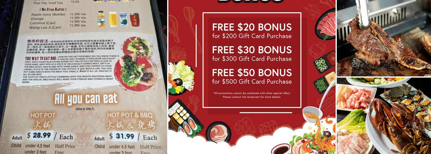 Volcano Hot Pot & BBQ Menu