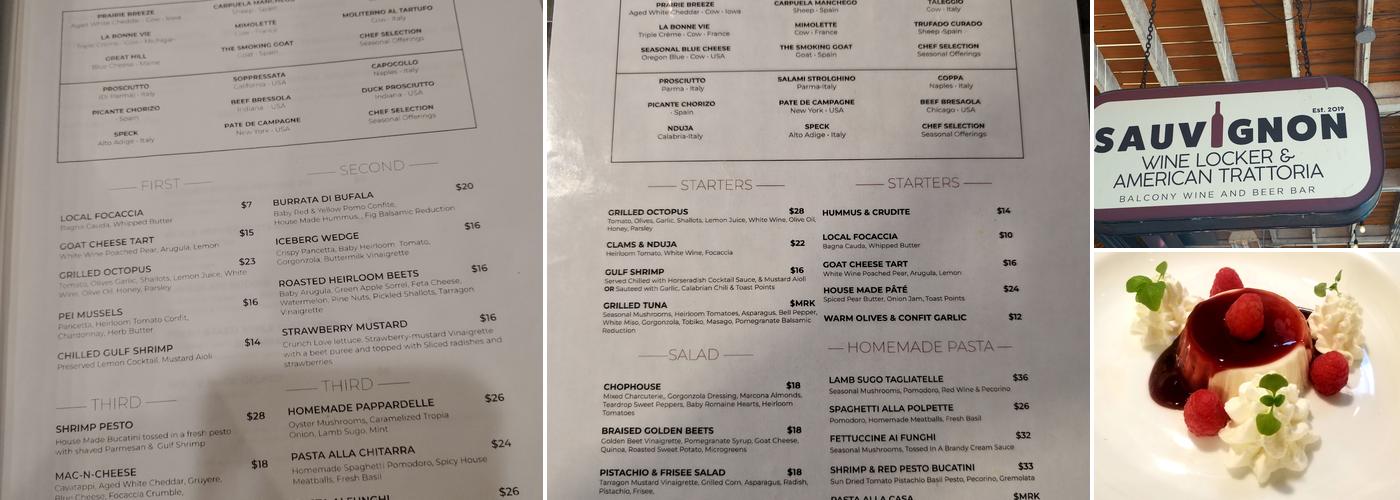 Sauvignon Wine Locker & American Trattoria Menu