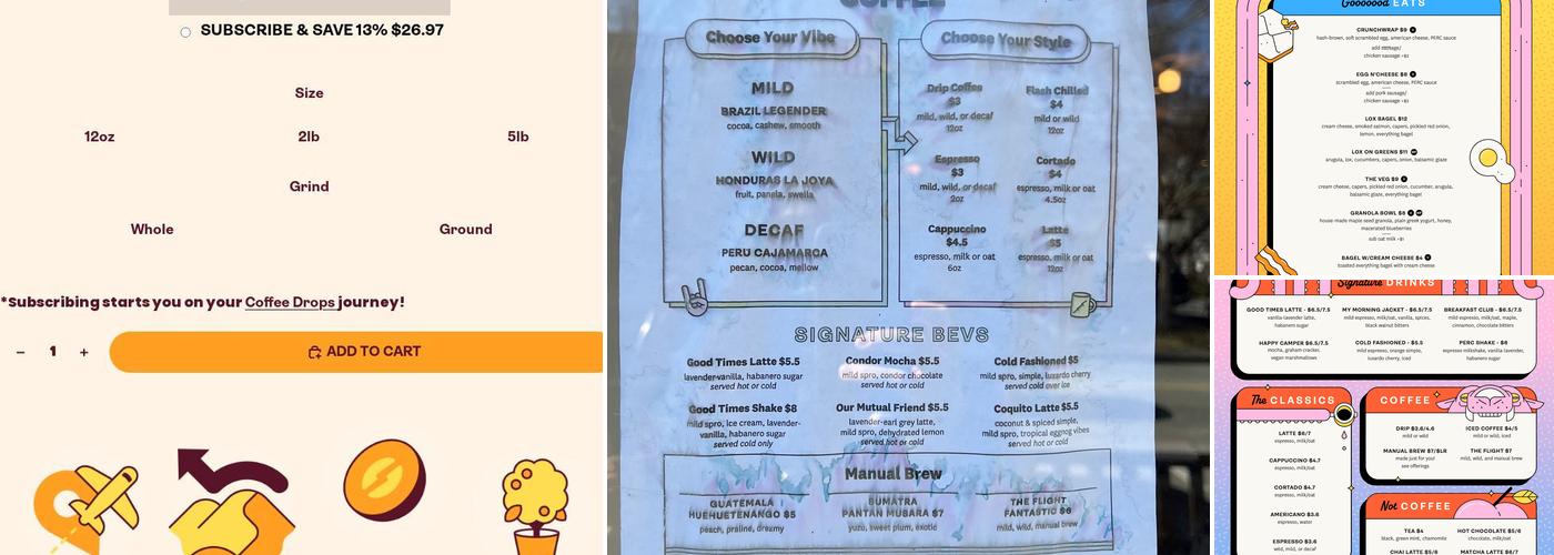 PERC Coffee Menu