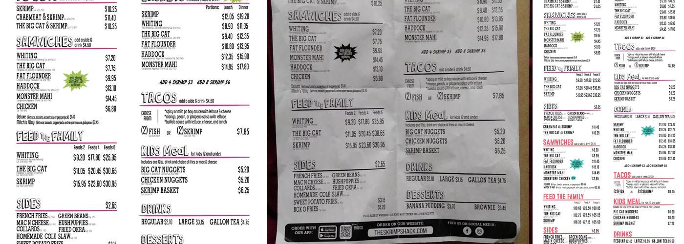 Skrimp Shack Menu