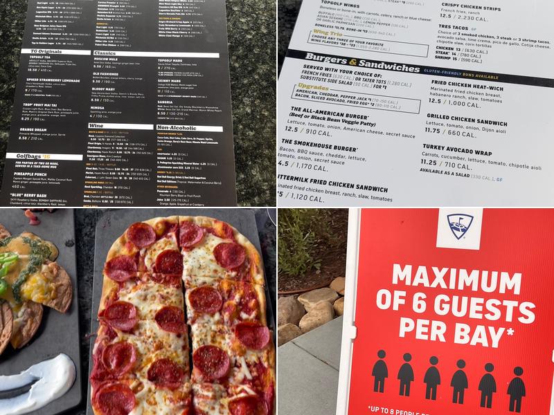 Topgolf Menu