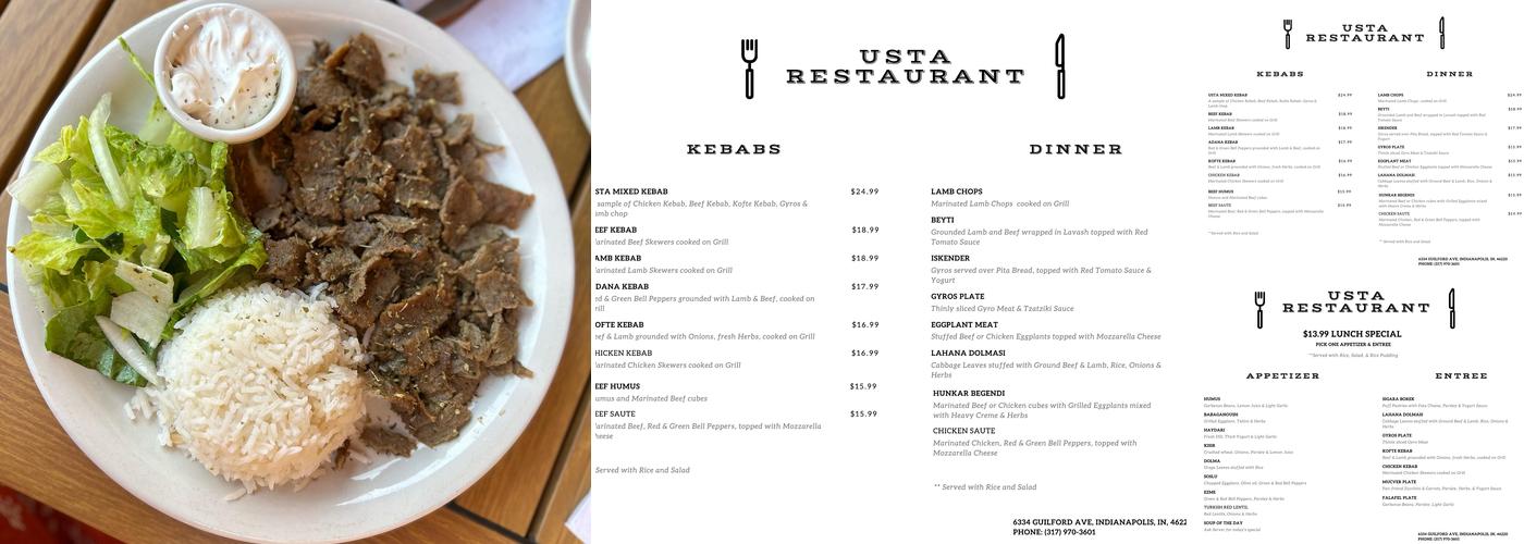 Usta Turkish Restaurant Menu